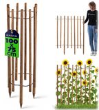 KADAX houten lattenhek, 75 x 100 cm, flexibel rolhek voor de tuin, tuinhek als borderomranding, borderrand & gazonrand, borderhek in bruin