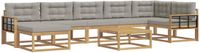 vidaXL - Bank loungeset - 7 zitplekken - Wit en lichtgrijs - Acacia hout