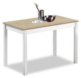 Table de salle à manger, dimensions 90x50 cm, bois en chêne clair, cadre en aluminium
