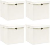 vidaXL Opbergboxen met deksel 4 st 32x32x32 cm stof wit
