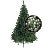 Bellatio Decorations kerstboom H120 cm - met kerstballen mintgroen