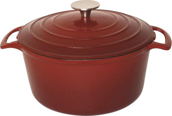 Vogue Ronde Gietijzeren Braadpan - 4 Liter - Rood - GH305