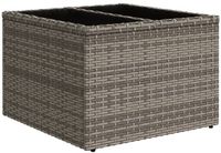 vidaXL Tuintafel met glazen blad 55x55x37 cm poly rattan grijs