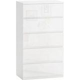 Mobliva Commode Moderne En Bois À 5 Tiroirs, Anti-basculement, 55 X 33 X 100 Cm, Blanc Brillant