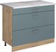 Vicco Keukenonderkast R-Line, Blauw-grijs/Goudkleurig Eiken, 100 cm marmer werkblad