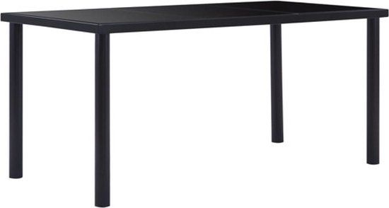 vidaXL Eettafel 160x80x75 cm Gehard Glas Zwart