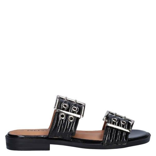 Nelson lakleren slippers zwart