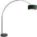 Steinhauer Sparkled Light 8127ZW Zwarte vloerlamp/booglamp met groen velours kap