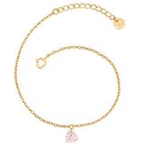Glanzstücke München Armband 925 zilver roze rozenkwarts hartje ankerschakel 17 cm