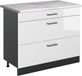 Vicco R-Line meuble de cuisine bas, blanc laqué brillant/anthracite, plan de travail en marbre de 100 cm