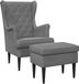 vidaXL Fauteuil met poef, 2 stuks, donkergrijs, fluweel