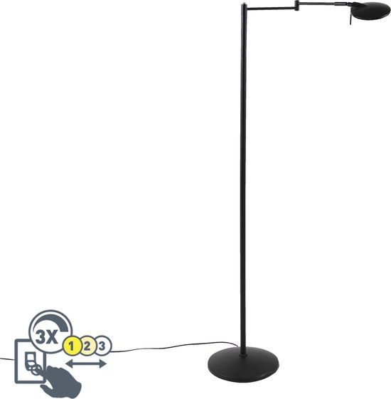 TRIO Kazan Vloerlamp - Zwart - 122cm - LED - Dimbaar