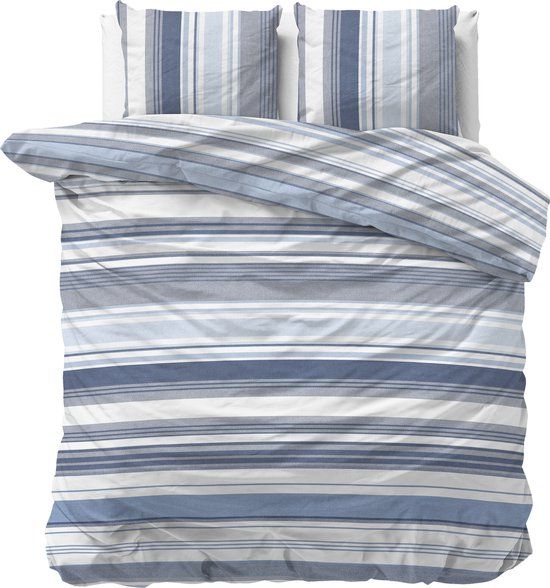 Sleeptime Stripy Dekbedovertrek - 240x200/220 + 2 x kussenslopen 60x70 - Blauw