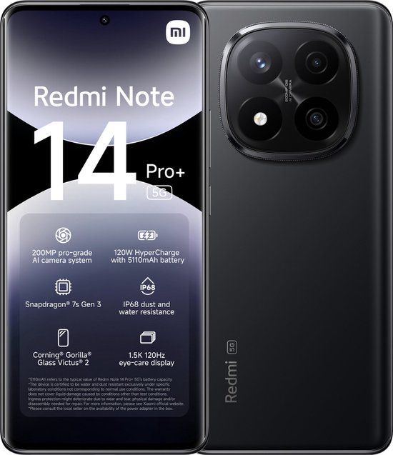 Xiaomi Redmi Note 14 Pro+ 5G - Snapdragon 7s Gen 3 - 200MP Camera - 5110mAh - Global Version