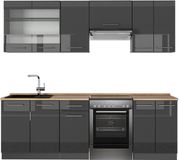 Vicco Fame-Line Complete keukeneenheid – 240 cm, WB Eik Antraciet Hoogglans