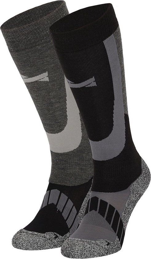 Xtreme Skisokken - 2 paar unisex skisokken kniehoogte - Multi Black - Maat 42/45