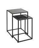 HAKU Bijzettafel 2-er Set zwart kunstmarmer metaal salontafel sofatafel - Maat: B 28/33 cm x H 43/50 cm x D 28/33 cm, Stijl: Art Deco