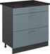 Vicco Keukenonderkast R-Line, Blauw-grijs/Antraciet, 80 cm met 3 laden antraciet werkblad