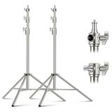 NEEWER 2 stuks 9 ft roestvrijstalen lichtstandaards, veergedempte zware fotografie statief standaard met 1/4 "-3/8" adapter voor stroboscoop-video-ringlicht, monolight softbox, 22 lbs maximale