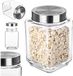 KADAX Pot de stockage, récipient en verre avec couvercle en plastique, récipient alimentaire en verre, boîte de conservation pour pâtes, spaghettis, épices, pot de conserve, transparent, hermétique (700 ml, blanc)