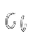 X Jewellery MAXTE 30 mm Halve Creolen Oorbellen van Chirurgisch Roestvrij Staal - Hypoallergeen - Zilverkleurig