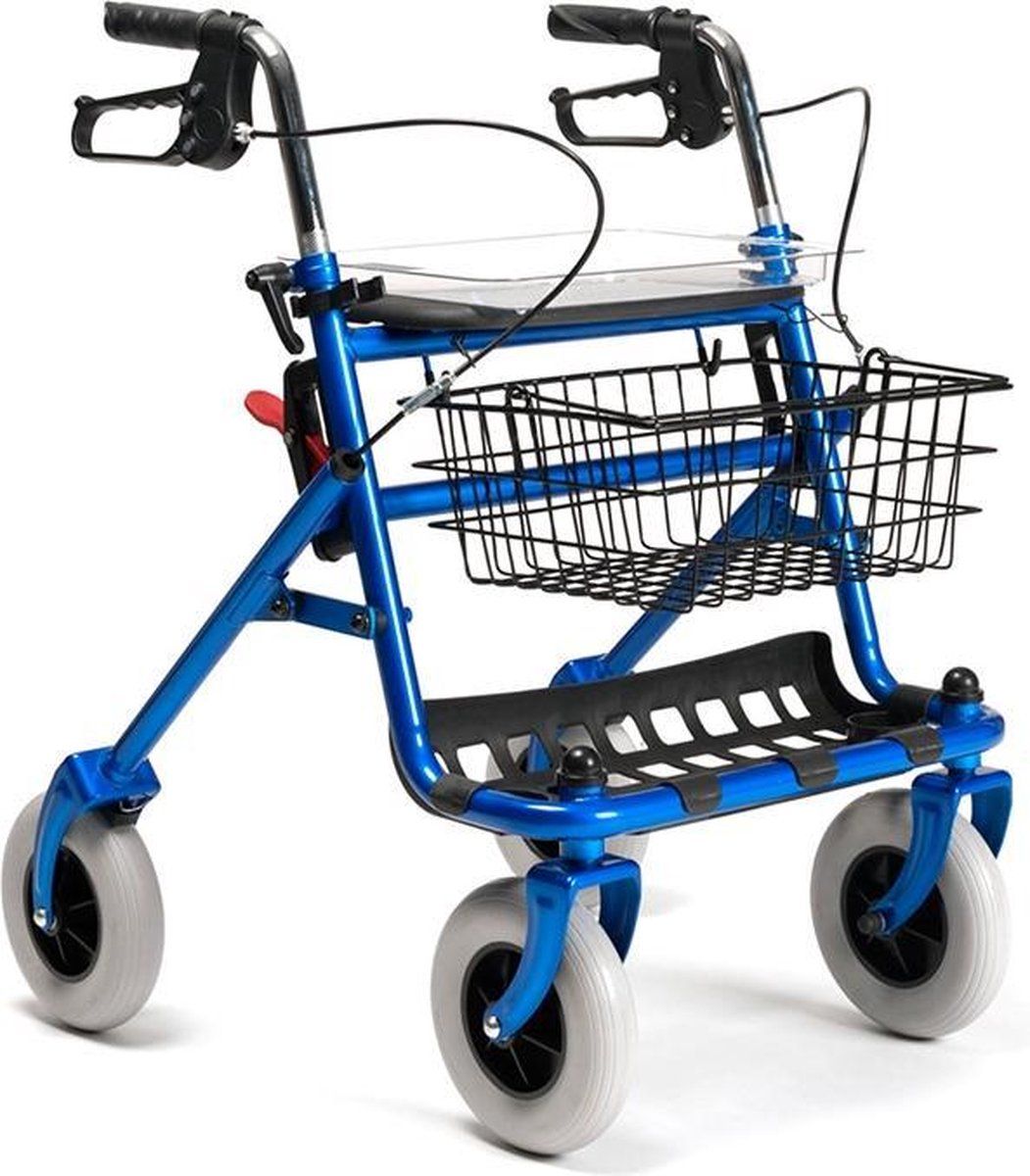 Vermeiren.be Rollator 286i Rollator - Blue - Aluminum - 4 Wheels - 120 kg - Foldable - With Basket & Walking Stick Keeper - M (150-180cm)
