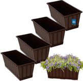 KOTARBAU® Balkonbak, Bloembak voor Balkon, Kunststof, 40 x 18 x 14 cm, Plantenbak, Bruin, Plantenbak Balkon, met Schotel, Rechthoekig