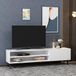 Stijlvolle witte tv-standaard, 160 cm breed, 100% melamine gecoat, deeltjesbord, 18 mm dik, wandbevestiging met meerdere planken, modern huisdecor