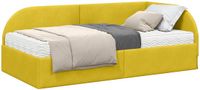 vidaXL Hoekbedframe met Matras en Hoofdeinde, 2-Persoons, Geel Fluweel