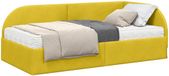 vidaXL Hoekbedframe met Matras en Hoofdeinde, 2-Persoons, Geel Fluweel