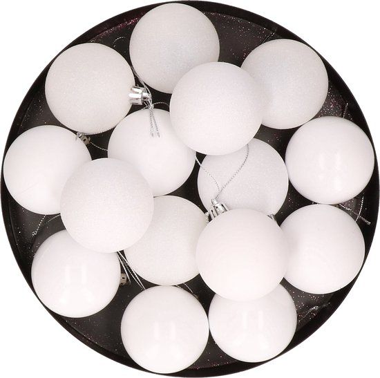 12x White Plastic Christmas Balls 6 cm - Matte/Glossy - Unbreakable Plastic Christmas Balls - White Christmas Tree Decoration
