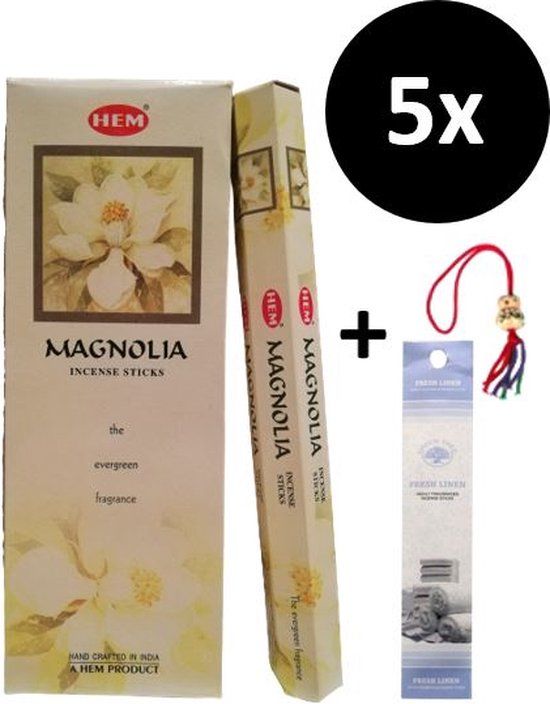 Merkloos Wierookstokjes - 100 Stokjes + 5 Mini Stokjes + Gelukspoppetje - Magnolia