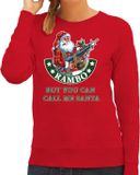 Bellatio Decorations Foute Kerst sweater / kersttrui Rambo but you can call me Santa rood voor dames - Kerstkleding / Christmas outfit S