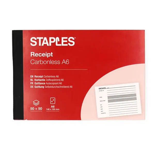 Staples Kwitantieboekje Zelfkopiërend met Copystop A6 (50 vel)