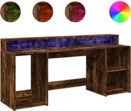 vidaXL Bureau met LED-verlichting, gerookt eikenhout, 200x55x91 cm