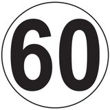Sticker Macaron Sticker Snelheidsbegrenzing autocars tractor gewicht - zware schijf snelheidsbegrenzing vrachtwagen 60 km/u zelfklevend - 10 cm diameter