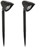 Gerimport - Lampe de jardin solaire - Noir - 2 pièces - LED - Rechargeable - H37cm