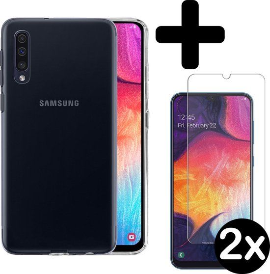 BTH Samsung Galaxy A30s/A50s Case - Silicone Cover with Screen Protector - Transparent