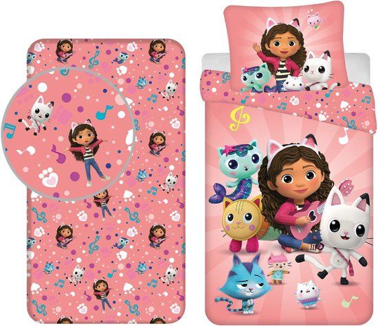 4KidsOnly Gabby's Dollhouse Dekbedset - Eenpersoons - Katoen - Roze