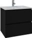 Saniclass Chaci Badkamermeubelset - 100x46x55cm - keramische wastafel wit - 1 wasbak - 1 kraangat - 2 lades - mat zwart
