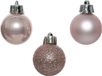 Decoris Mini kerstballen - 14x st - lichtroze - D3 cm - kunststof - kerstversiering