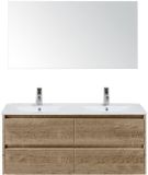 BES LED Dante Badmeubelset 120 cm - Natuur Eiken - Keramische Wastafel Wit Enjoy met Spiegel