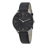Pierre Cardin Pigalle Stripes CPI.2018 Horloge - Leer - Zwart - Ø 40 mm