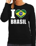 Bellatio Decorations I love Brasil Supporter Sweater Dames Zwart Katoen XXL