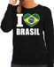 Bellatio Decorations I love Brasil Supporter Sweater Dames Zwart Katoen XXL