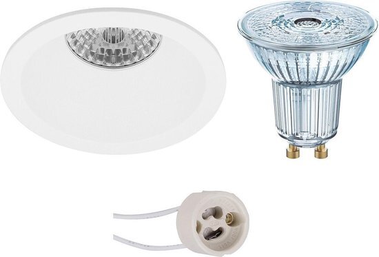 Osram - LED Spot Set - Parathom PAR16 930 36D - Pragmi Pollon Pro - GU10 Fitting - Dimbaar - Inbouw Rond - Mat Wit - 5.5W - Warm Wit 3000K - Verdiept - Ã˜82mm