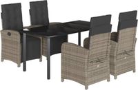 vidaXL 5-delige tuinset met kussens, polyrattan, grijs