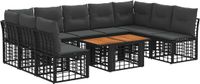 vidaXL Tuinbank Set 10 st Zwart en Donkergrijs Polyrattan