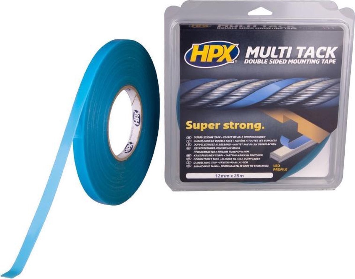 HPX Dubbelzijdige Multi-tack tape - semi-transparant 12mm x 25m