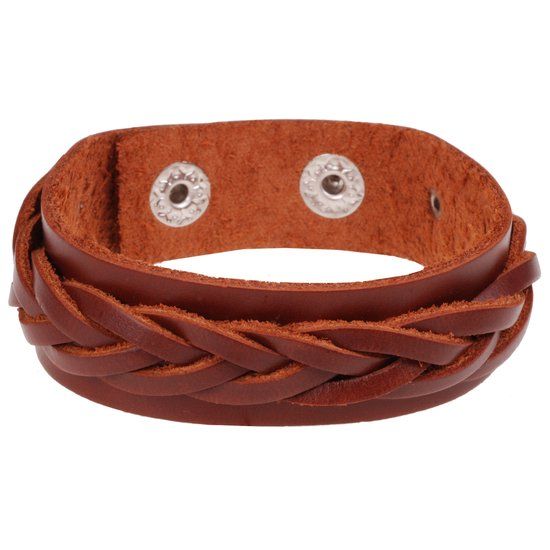 LGT JWLS Bruine gevlochten leren heren armband